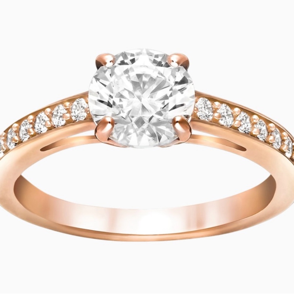 Swarovski Signed Rose Gold Crystal Ring | 8/58 - Picture 3 of 11